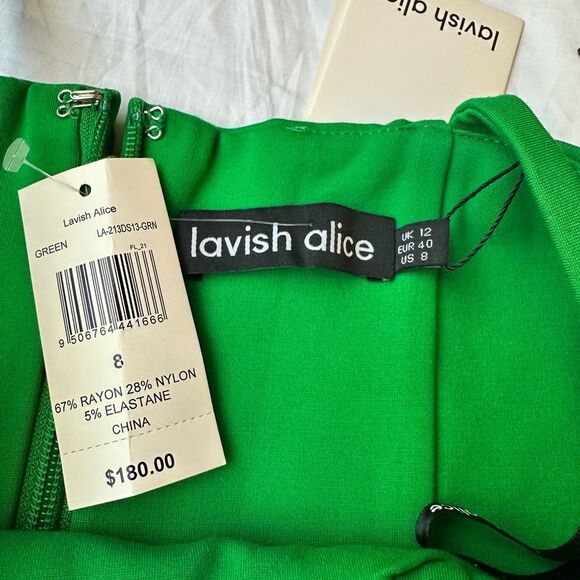 Lavish Alice Green Origami Ponte Dress Size 8 NWT - Picture 12 of 12